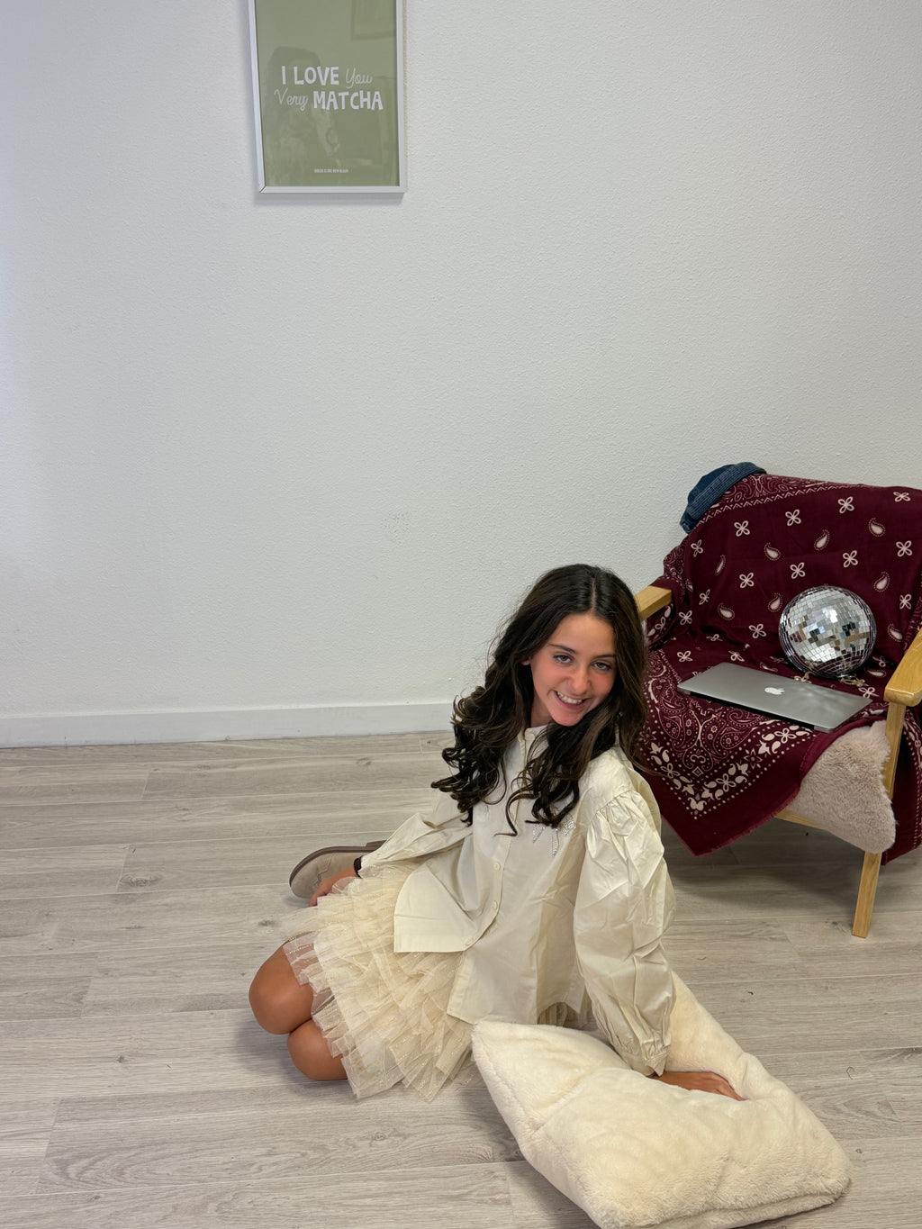 Jupe froufrou beige et or
