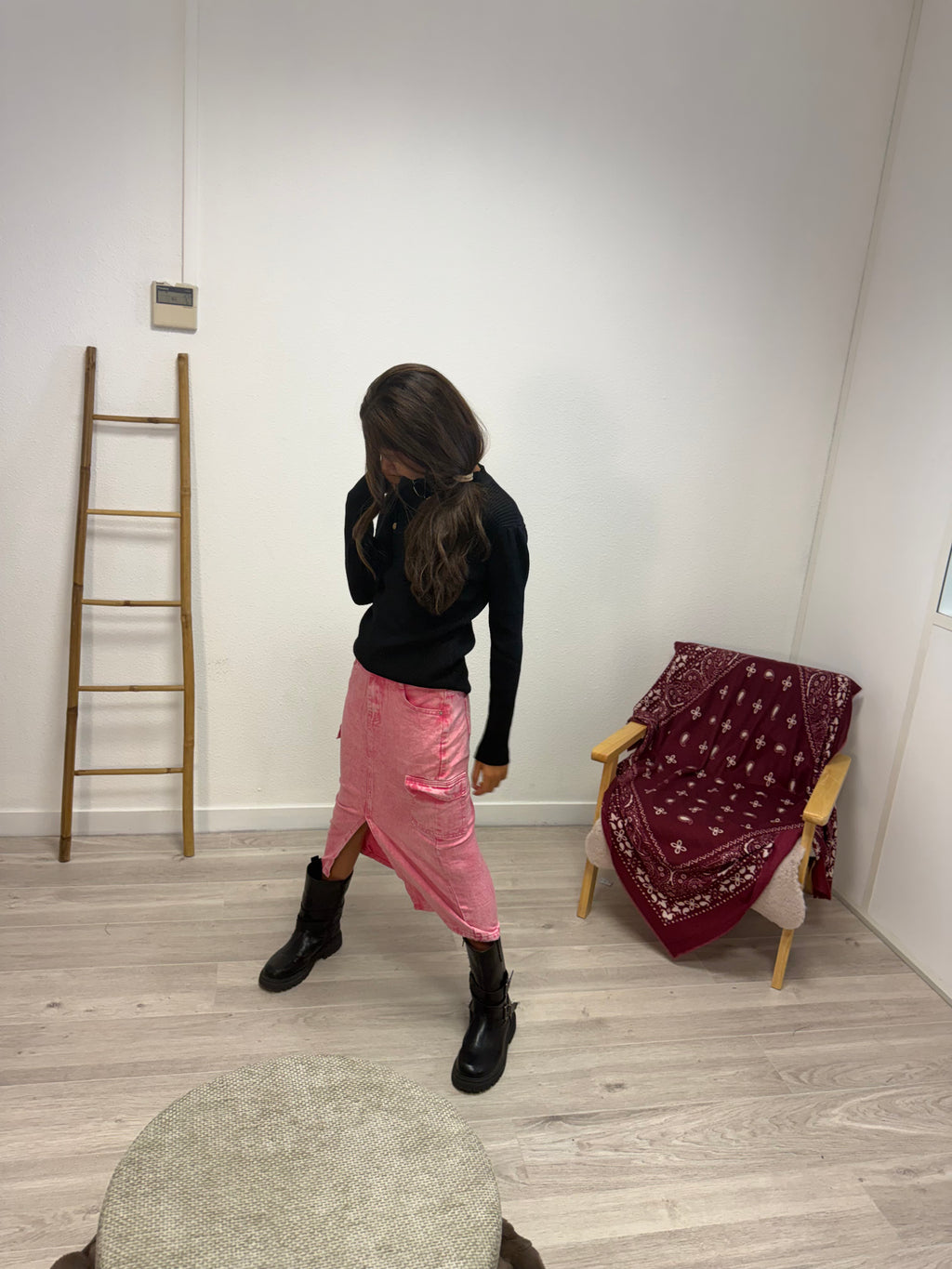 Jupe Cargo Denim Pink