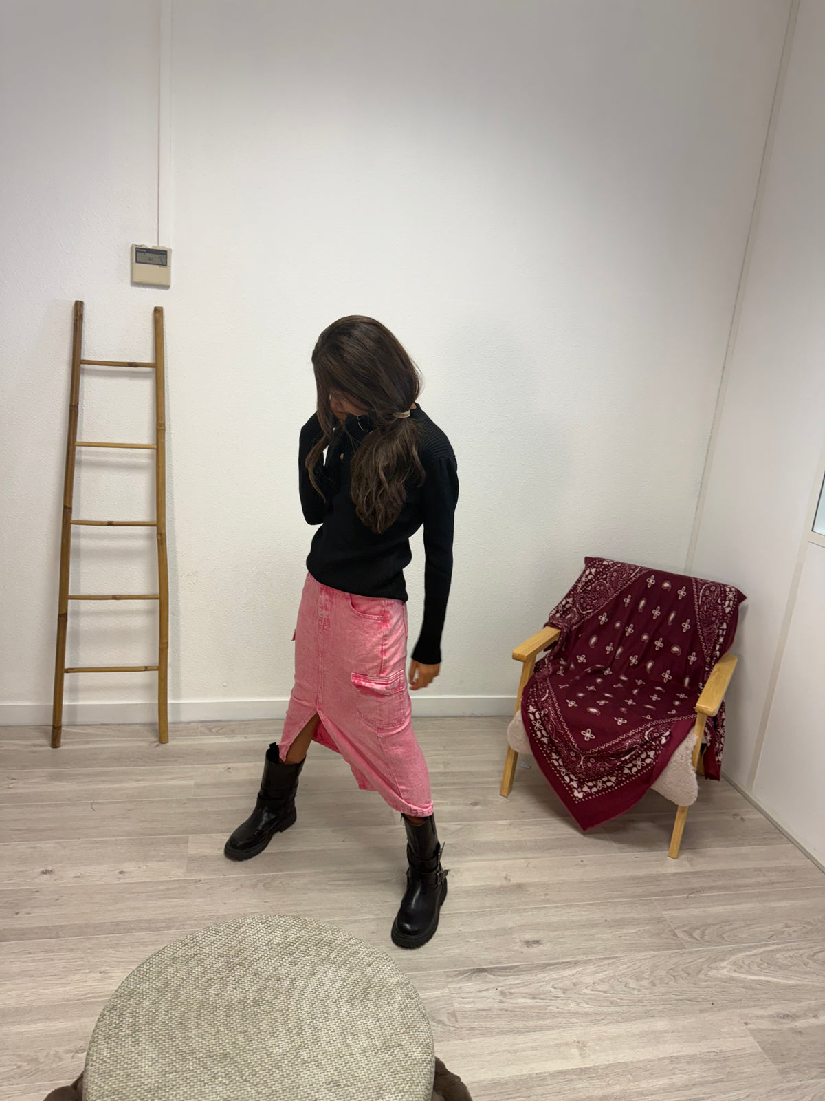 Jupe Cargo Denim Pink