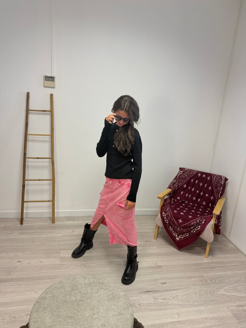 Jupe Cargo Denim Pink