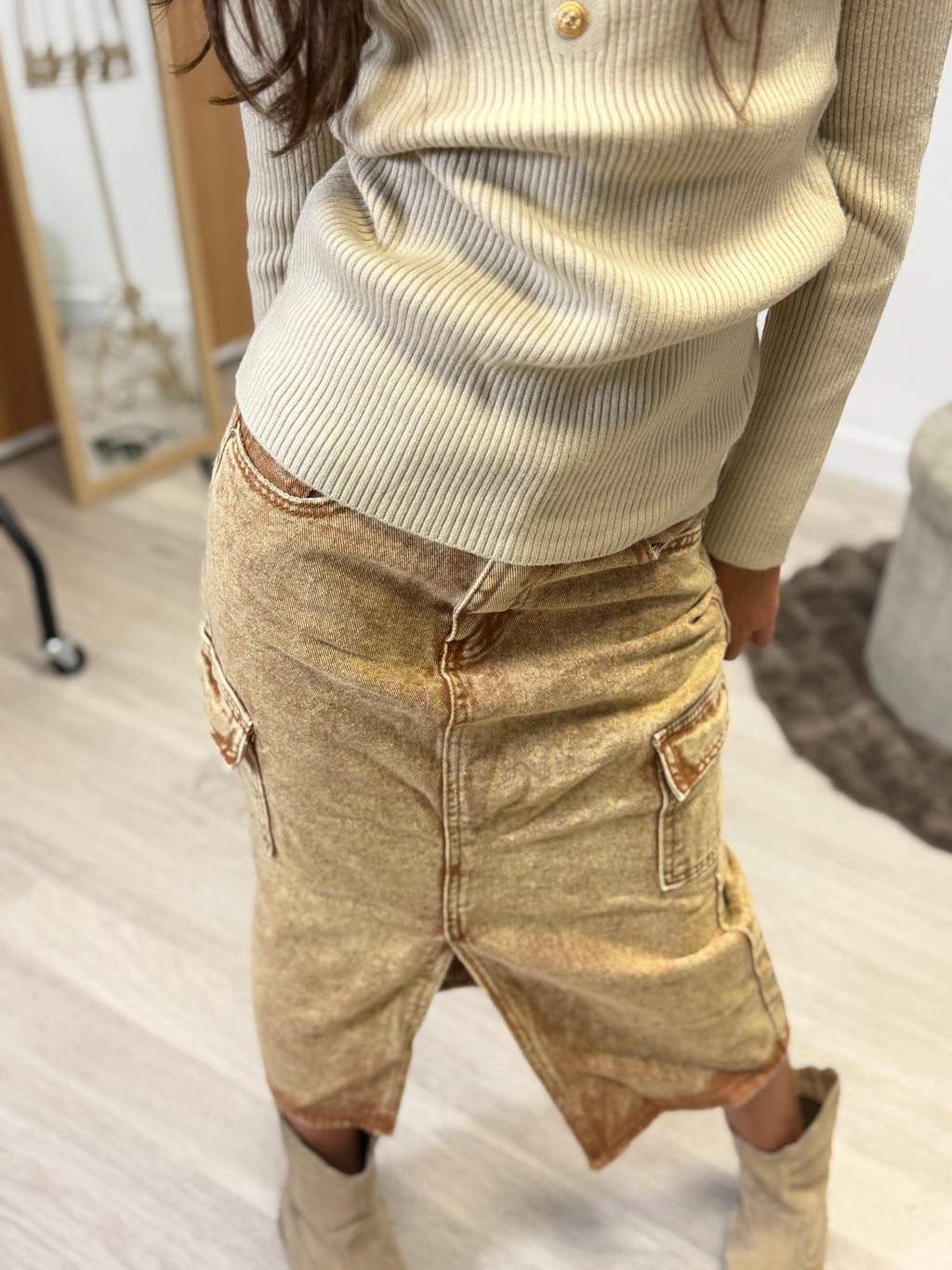 Jupe Cargo Denim Choco